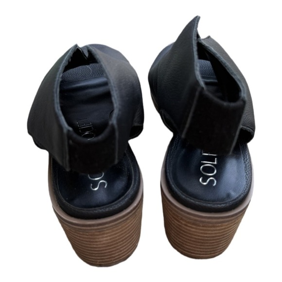 Ankle Booties Sole Society Open Toe Black Leather Minimalist Clean Girl Size 8.5 - Picture 3 of 7